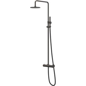 IVY Concord opbouw regendoucheset - 20cm medium hoofddouche - staafhanddouche - rvs316 geborsteld carbon black pvd