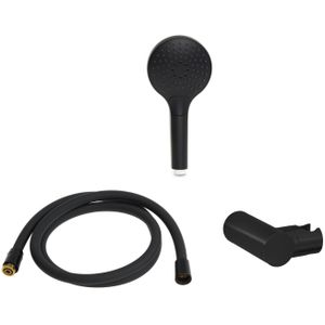 Blue Label Brondby Badset - 3 Standen Ronde Handdouche - Mat Zwart - Messing,Kunststof - Kranen - Douchekranen - Handdouches