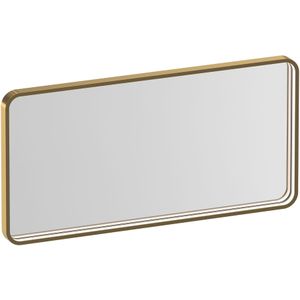 Brauer Sapphire Spiegel 80x40cm Rechthoekig Afgerond - Directe LED Verlichting - Geborsteld Goud - Aluminium - Glas - Rechthoekig - Spiegels - Badkamerspiegels - 8720724515735