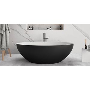Ideavit Solidellipse Vrijstaand Solid Surface Bad Mat Zwart 180x88cm - Baden - Vrijstaande Baden - 290032 BL-WH