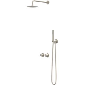 IVY Pact Inbouw Regendoucheset Symmetry 2-weg - 15cm Plafondbuis - 20cm Medium Hoofddouche - Wandhouder - Satin Spray Handdouche - Geborsteld Nickel