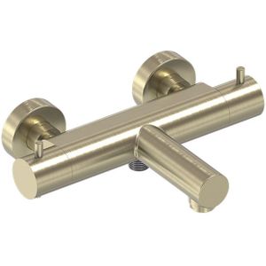 May Opbouw Badthermostaat - Vaste Uitloop - Geborsteld Mat Goud PVD - Messing - Kranen - Badkranen - Opbouw Badkranen - 8718835382148