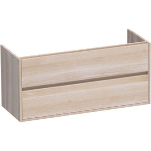 Brauer Adore Onderkast 119cm 2 Lades 2 Sifonuitsparingen Massief Eiken - Eiken Wit - Badkamermeubels - Wastafelonderkasten - 8720359329998