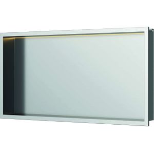Luca Sanitair Inbouwnis 60x30x6,5cm Rvs - LED Verlichting - Geborsteld Nikkel - Rechthoekig - Accessoires - Inbouw/opbouw Nissen - LUN6031BN