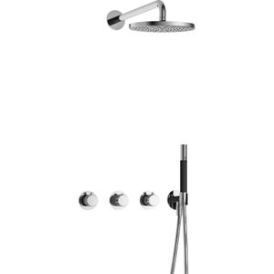 Hotbath Cobber X IBSX70 Inbouw Doucheset - Staafhanddouche - 20cm Hoofddouche - Wandarm - Wandhouder - Verouderd Ijzer - Messing - Kranen