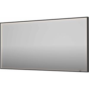 Ink SP19 spiegel 160x80cm in stalen kader met rondom indirecte LED verlichting - Geborsteld metaal zwart