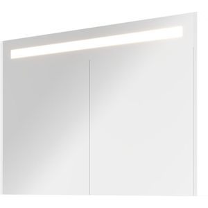 Proline Premium Spiegelkast Met LED Verlichting - Met 2 Houten Deur - Glans Wit - 100x74cm - Spiegels - Spiegelkasten - 8718835151713