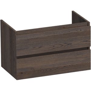 Brauer Joy Onderkast 80cm 2 Lades Massief Eiken - Eiken Zwart - Badkamermeubels - Wastafelonderkasten - 8720359330758