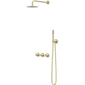 IVY Pact Inbouw Regendoucheset Symmetry 2 Stopkranen - 30cm Plafondbuis - 25cm Medium Hoofddouche - Wandhouder - Satin Spray Handdouche - Geborsteld