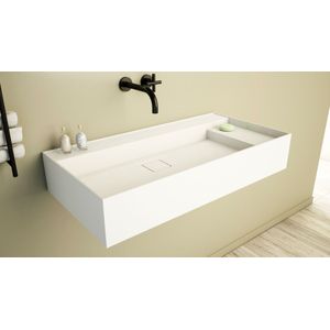 Ideavit Solidbliss-90 wastafel 90x45 cm mat wit afzetplateau achter rechts