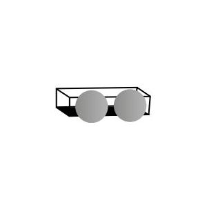 Ink UFO 2x Spiegel rond met frame incl. onderplaat en spiegelbevestigingen - Mat zwart - 1200x320x150 mm (bxdxh)