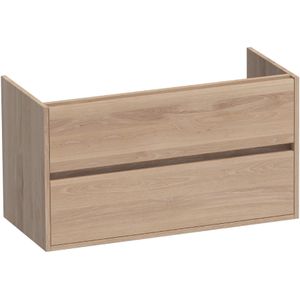 Brauer Adore Onderkast 99cm 2 Lades Massief Eiken - Eiken Naturel - Badkamermeubels - Wastafelonderkasten - 8720359329875