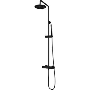 Brauer Black Carving Stortdoucheset - Hoofddouche 20cm - Staafhanddouche - Mat Zwart - Messing - Kranen - Douchekranen - Douchesets - Opbouw
