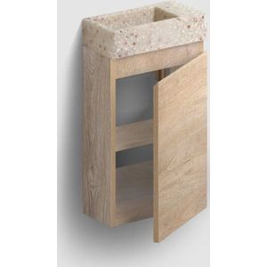 Clou Flush 3 Fonteinmeubel 36x18cm Ecorazzo - Grieks Eiken Rechts - Fontein Terra - Wastafels - Fonteinen - Fonteinmeubels
