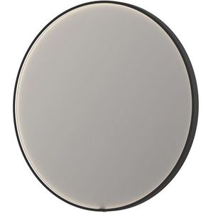 Ink SP24 Spiegel Rond 100cm Met Kader - Direct LED Verlichting Rondom, Mat Zwart - Glas - Rond - Spiegels - Badkamerspiegels - 8718835132514