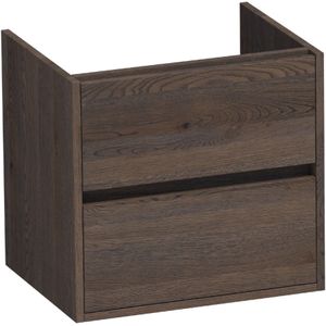 Brauer Adore Onderkast 59cm 2 Lades Massief Eiken - Eiken Zwart - Badkamermeubels - Wastafelonderkasten - 8720359330154