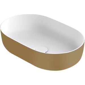 Xenz Neo-O solid surface waskom 56x36x14 Bicolor wit/goud