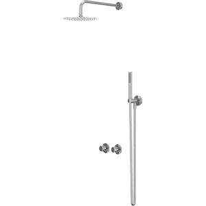 IVY Bond Inbouw Regendoucheset Symmetry 2-weg - 30cm Plafondbuis - 30cm Slim Hoofddouche - Glijstang - Staafhanddouche - Chroom - Messing - Kranen