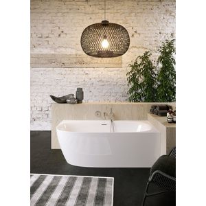 Alvoro Vince Halfvrijstaand Bad 170x80cm - Acryl - Hoek Links - Glans Wit - Baden - Halfvrijstaande Baden - B098001005