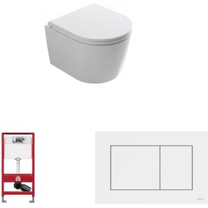 Globo Forty3 toiletset Compact 43cm met Tece reservoir/bedieningsplaat glans-wit