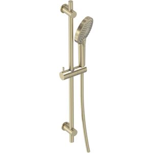 May Glijstangset Met 3-standen Handdouche - Doucheslang - Glijstang 70cm - Geborsteld Mat Goud PVD - Messing - Kranen - Douchekranen - Douchesets