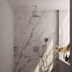 Brauer Chrome Edition Inbouw Regendoucheset 3-weg Rond - 20cm Hoofddouche - Plafondarm - 3 Standen Handdouche - Wandhouder - Chroom - Messing - Kranen