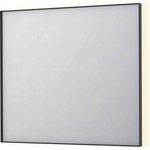 Ink SP32 Spiegel 90x80cm - LED Verlichting Rondom, Geborsteld Metaal Zwart - Glas - Rechthoekig - Spiegels - Badkamerspiegels - 8718835177072