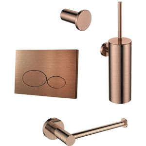 Regn Accessoireset Toilet + Bedieningsplaat - Geborsteld Koper Pvd - Messing - Accessoires - Toilet Accessoires - Toilet Accessoires Sets - 8720297698804