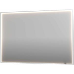 Ink SP19 spiegel 120x80cm in stalen kader met rondom indirecte LED verlichting - Mat wit