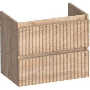 Brauer Joy Wavy Onderkast Ondiep - Greeploos - 2 Lades - 1 Uitsparing - 59x39cm - Forest Wheat - Badkamermeubels - Wastafelonderkasten - 8720724533869