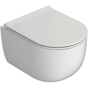 Bewonen Salva hangtoilet 46cm Rimless met zitting SC & QR - glans wit