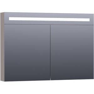 Brauer Promise Deluxe Spiegelkast 100x70cm LED Verlichting Boven - Mat Taupe - MDF - Spiegels - Spiegelkasten - 8720359342133