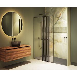 Riho Define 400 Inloopdouche Met Decoscherm 100cm - Gunmetal - Gehard Glas - Douche - Douchewanden - Inloopdouche - Vaste Wand - G010001303/G010007303
