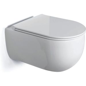 Bewonen Salva hangtoilet 53cm Rimless met zitting SC & QR - glans wit