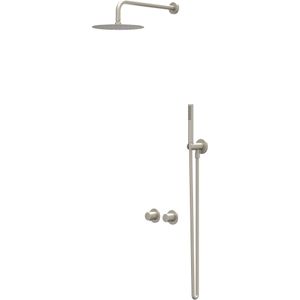 IVY Bond Inbouw Regendoucheset Symmetry 2-weg - 30cm Plafondbuis - 20cm Medium Hoofddouche - Glijstang - Satin Spray Handdouche - Geborsteld Nickel