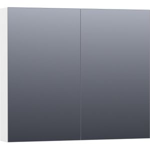 Brauer Impress Deluxe Spiegelkast 80x70cm Indirecte LED Verlichting Binnen/onder - Mat Wit - Spiegels - Spiegelkasten - 8720359344120