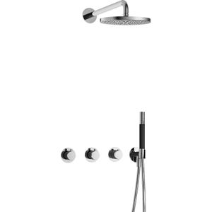 Hotbath Cobber IBS70 Inbouw Doucheset - Ronde Handdouche - 20cm Hoofddouche - 30cm Plafondbuis - Glijstang - Gepolijst Zwart PVD - Messing - Kranen