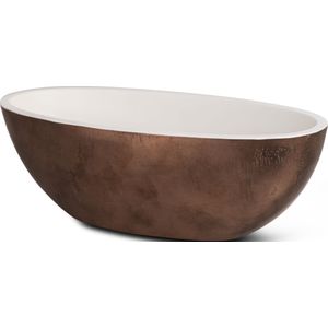 Luca Sanitair Bagno Metallo Vrijstaand Bad 180x80cm - Ovaal Solid Surface - Binnenzijde Mat Wit - Buitenzijde Copper - Baden - Vrijstaande Baden