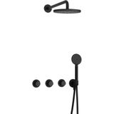 Hotbath Cobber IBS70 inbouw doucheset met 2 stopkranen met ronde handdouche - Mat zwart