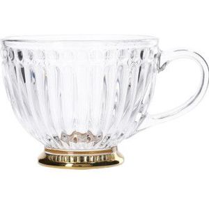 Glazen kop Homla BARREL met strepen en een gouden basis, 360 ml