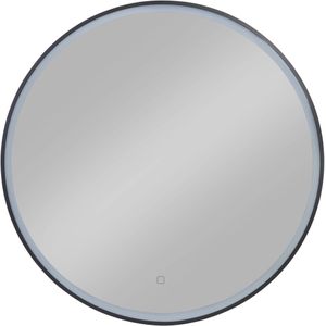 Saqu Forma ronde spiegel met LED verlichting en anti-condens Ø100cm mat zwart