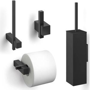 ZACK Carvo Toilet accesoires set 4-in-1 vierkant zwart