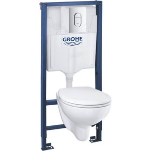 Grohe Solido Compact toiletset met softclose zitting, chromen drukplaat en Rapid SL inbouwreservoir