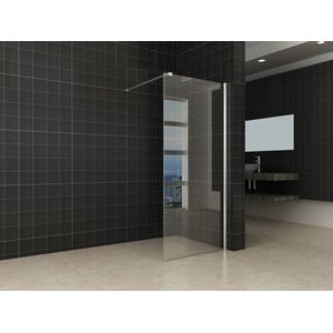 Saqu Splash inloopdouche met chroom muurprofiel 80x200cm Nanoglas