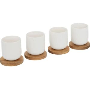 LELIT Cappuccino Porseleinen Kopjes met Schotel - PL302-6 Stuks - Wit