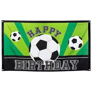 Vlag Voetbal Happy Birthday, 150x90cm