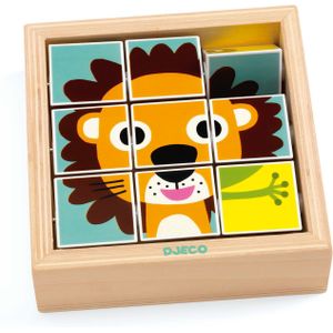 Houten Blokpuzzel (9st) - Drie verschillende puzzels met panda, leeuw en kikker