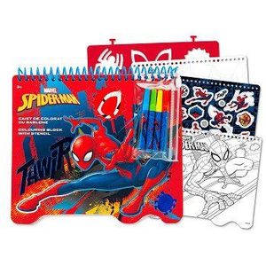 Spiderman Kleurblok met Stiften en Sjablonen