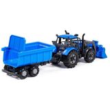 Cavallino Tractor met Lader en Aanhang Kiepwagen Blauw, Schaal 1:32