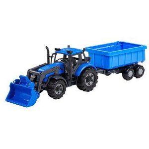 Cavallino Tractor met Lader en Aanhang Kiepwagen Blauw, Schaal 1:32